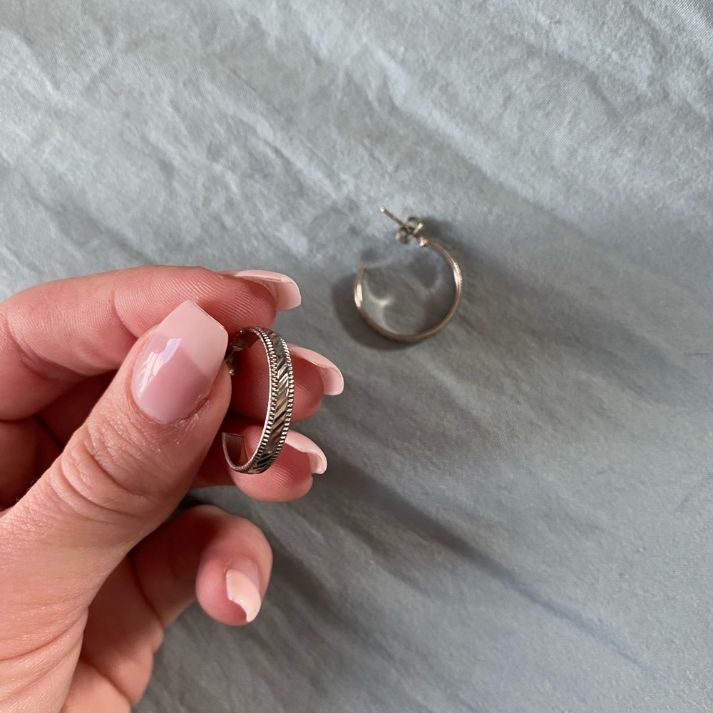Sterling silver medium sized hoop earrings